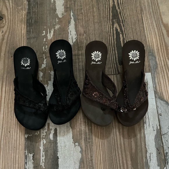 Womens Yellow Box Heeled Sandals. Size 7. - Picture 1 of 5